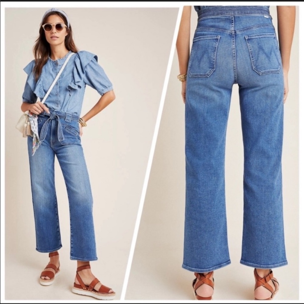 Mother The Tie Patch Rambler Jeans in Hop On hop off high rise crop size 28